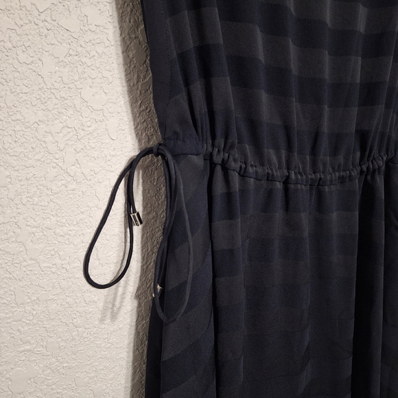 Ted Baker Linnie Asymmetrical Stripe Midi Dress Navy Drawstring Waist NWT - Picture 7 of 9